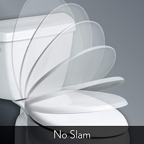 BEMIS 7300SLEC 000 Toilet Seat will Slow Close and Removes Easy for Cleaning, ELONGATED, White & 1500EC 390 Toilet Seat with Easy Clean & Change Hinges, Elongated, Durable Enameled Wood, Cotton White