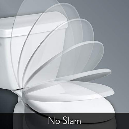 BEMIS 7300SLEC 000 Toilet Seat will Slow Close and Removes Easy for Cleaning, ELONGATED, White & 1500EC 390 Toilet Seat with Easy Clean & Change Hinges, Elongated, Durable Enameled Wood, Cotton White