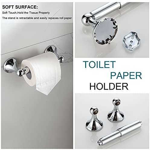 BGL Bathroom Hardware Set Chrome Adjustable Expandable Bath Towel Bars Bathroom Accessory Set Towel Racks 8-Pieces Wall Mount - color: 8 Pcs Chrome