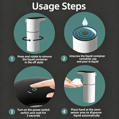Automatic Soap Dispenser,Liquid Hand Soap Dispenser for Bathroom Kitchen,8 Adjustable Levels,12.4 oz/350mL Touchless Dispenser,Rechargeable 2000mAh (White-Liquid)
