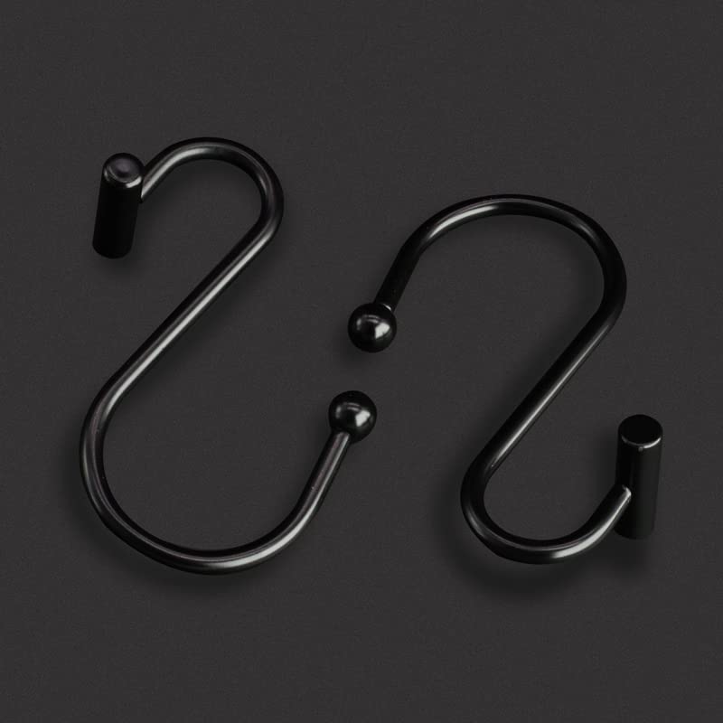Gracelife Black Rust Resistant Metal T-Bar Shower Curtain Rings, Set of 12 - color: Black