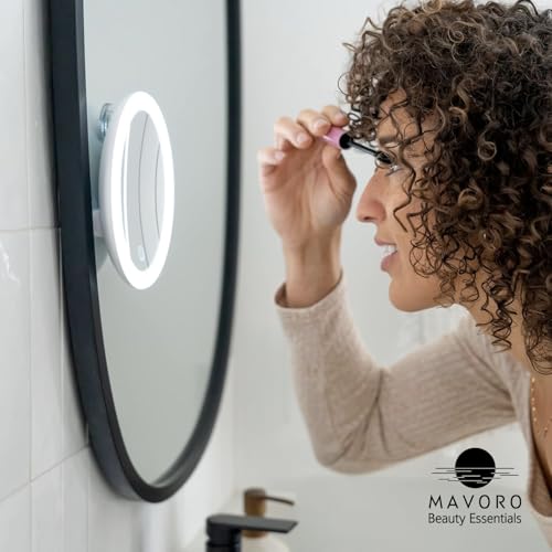 6.8" LED Magnifying Makeup Mirror,3 Suction Cups,4x AAA Batteries (10X) - color: 10x