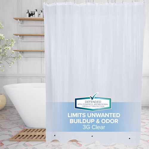 SlipX Solutions Protected Shower Curtain Liner, 3G Lightweight, 70"x72", Clear - color: Clear 3g
