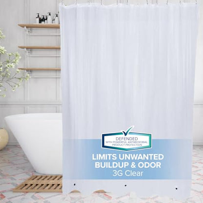SlipX Solutions Protected Shower Curtain Liner, 3G Lightweight, 70"x72", Clear - color: Clear 3g