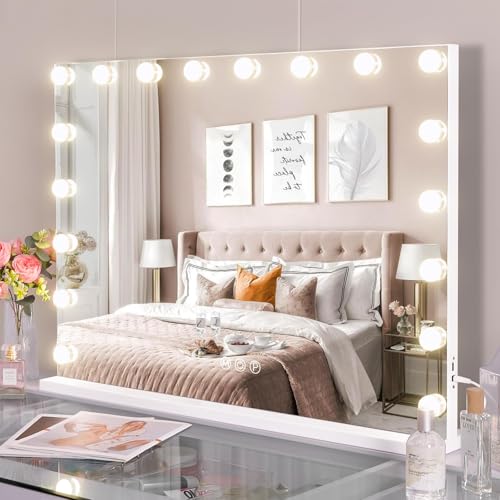 Hansong Hollywood Vanity Mirror with Lights 32"X 23" 18 Bulbs Large Mirror