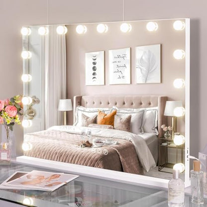 Hansong Hollywood Vanity Mirror with Lights 32"X 23" 18 Bulbs Large Mirror