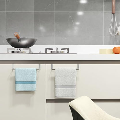 STWWO Kitchen Towel Holder for Cupboard Brushed Nickel | Over Cabinet Door Towel Bar, Over The Door Towel Rack, Stainless Steel Dish Towel Holder Hanger Rv Towel Rack, 2 Pack - color: Brushed Nickel