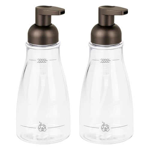 iDesign Refillable Foaming Dispenser for Kitchen or Bathroom Vanity-Set of 2-Clear/Bronze soap Pump - color: Clear/Bronze, style: Pack of 2