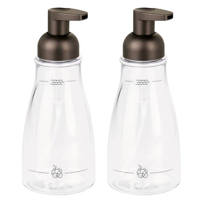 iDesign Refillable Foaming Dispenser for Kitchen or Bathroom Vanity-Set of 2-Clear/Bronze soap Pump - color: Clear/Bronze, style: Pack of 2