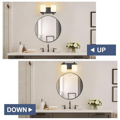 10 Inches Bathroom Vanity Light, 2-Light Black Bathroom Light Fixtures Over Mirror, Bathroom Light Shower Lamp with Milky White Square Glass Shade, Modern Farmhouse Lighting Fixtures - color: Black, size: 10 Inch : 2-lights