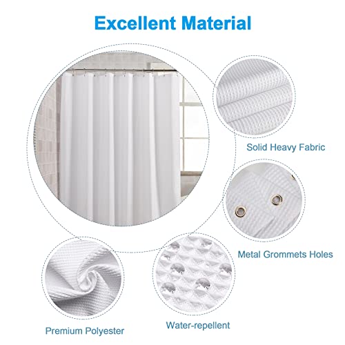 AmazerBath Waffle Shower Curtain White, Stall Shower Curtain 36x78 Inches, 240GSM Heavy Duty Fabric, Hotel Quality, Bathroom Accessories - color: White, size: 36"W x 78"L (Pack of 1)