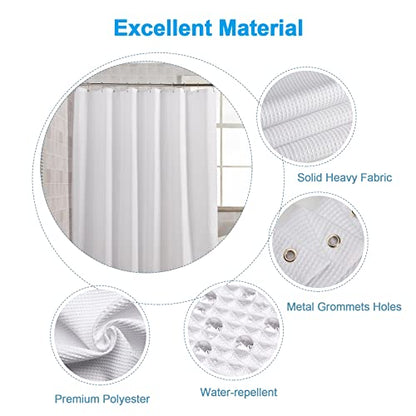 AmazerBath Waffle Shower Curtain White, Stall Shower Curtain 36x78 Inches, 240GSM Heavy Duty Fabric, Hotel Quality, Bathroom Accessories - color: White, size: 36"W x 78"L (Pack of 1)