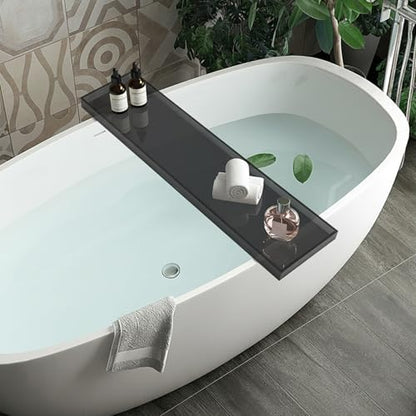 Acrylic Bathtub Tray, 29.9x7.9 Inch Bath Tray with 66lbs Capacity, 8mm Thick Spa Tub Shelf for Wine Book Tablet, Clear/Clear Black/Pure Black (Clear Black) - color: Clear Black