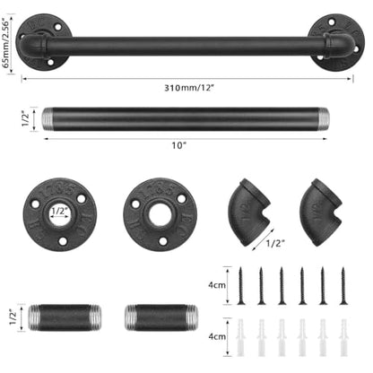 Industrial Pipe Towel Rack Towel Bar, Heavy Duty Wall Mounted Rustic Farmhouse Bath Towel Holder for Bathroom (Black, 12 inch) - color: Black, size: 12 inch