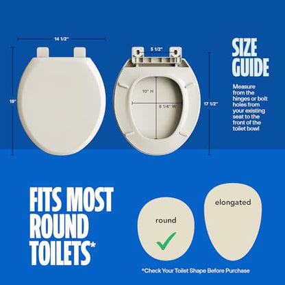 Highcraft B4TSPR Round Plastic Toilet Seat Slow Close ? Easy Remove, Bone - color: Bone, size: Round Plastic