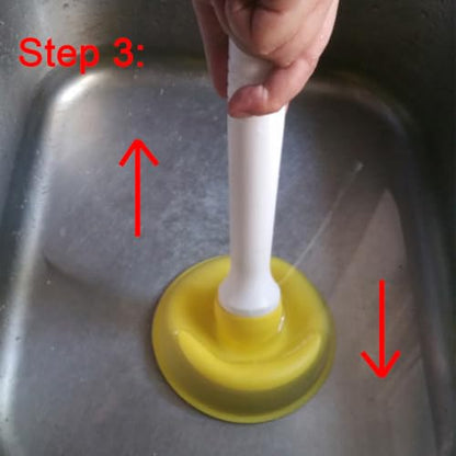 NewFerU Drain Plunger, Small 4-Inch Sink Clog Remover, Mini Hand Unclogger | Rubber Cup Plumber Helper, Force Tiny Compact Tool with 9 inch Short Handle for Kitchen Bathroom, Toilet, Shower, Bath Tub - color: Yellow