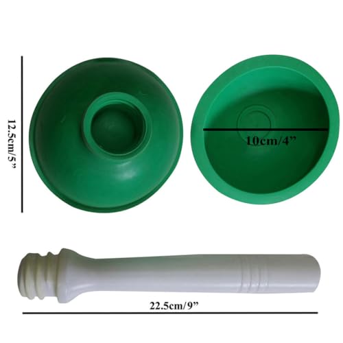 Drain Plunger, Mini Sink Unclogger, Small 4-Inch Clog Remover | Rubber Cup Hand Plumber Helper, Force Tiny Compact Tool with 9" Short Handle for Kitchen Bathroom, Toilet, Shower, Bath Tub - color: Green + Yellow