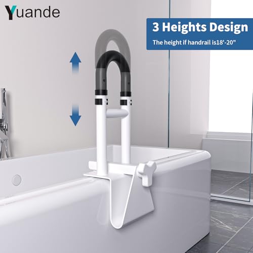 Bathtub Grab Bar,YuanDe 20x6 Inch Adjustable Bathtub Safety Rail | 18"-20" Height & Width Adjustment, Heavy-Duty Tub Handle for Elderly Seniors, Disabled & Injury Recovery - size: Adjustable