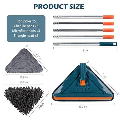 Wall Cleaner Mop with Long Handle, 360° Rotatable Wall Mop, 85“ Baseboard Cleaner Tool Duster for Wall Washer Cleaner Tool for Walls/Dust/Ceiling Fans/Baseboard/Floors