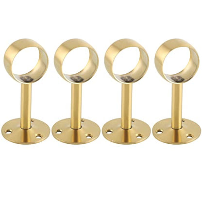 Alise Curtain Rod Holder Bracket 32mm Dia,Closet Rod Holders Wall Mount | Ceiling Mounted,Curtain Rod Flange Brackets,Ceiling Curtain Rods Brackets,for Bathroom Curtain,Stainless Steel,Gold,4 Pcs - color: Golden Finish, size: 32mm/1-1/4 Inch Dia.