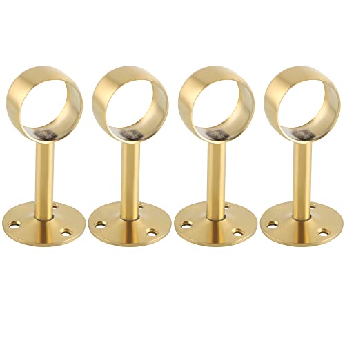Alise Curtain Rod Holder Bracket 32mm Dia,Closet Rod Holders Wall Mount | Ceiling Mounted,Curtain Rod Flange Brackets,Ceiling Curtain Rods Brackets,for Bathroom Curtain,Stainless Steel,Gold,4 Pcs - color: Golden Finish, size: 32mm/1-1/4 Inch Dia.