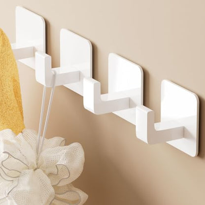 GWAAZXGZ Square Self Adhesive Towel Hooks - 4 Pack White Metal Hooks | Self-Adhesive, Durable Aluminum, Rust Resistant, Right-Angle Style, Easy Install, Space Saving - color: White, size: 4 Pack
