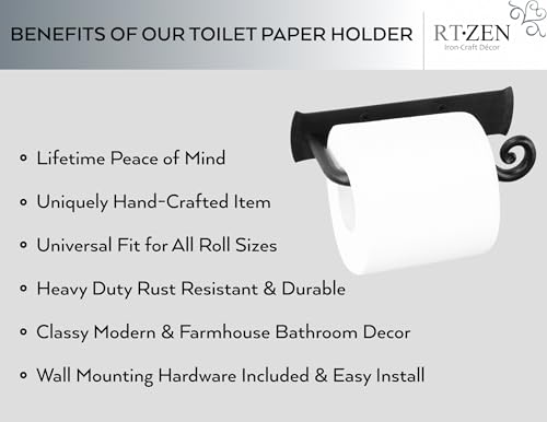Rustic Wrought Iron Bathroom Toilet Paper Holder | Handcrafted Wall Decor Toilet Roll Holder, Wall Mount Bar, Stylish Modern Farmhouse Bathroom Decor, Metal Storage Accent - style: Stylish