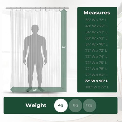 Clear Shower Curtain Liner with Side Suction Cups, Premium PEVA Plastic Shower Liner with 3 Magnets, Waterproof Bathroom Curtain, 72 x 96, Clear - color: 1. Clear, size: 72"W x 96"L (Pack of 1)