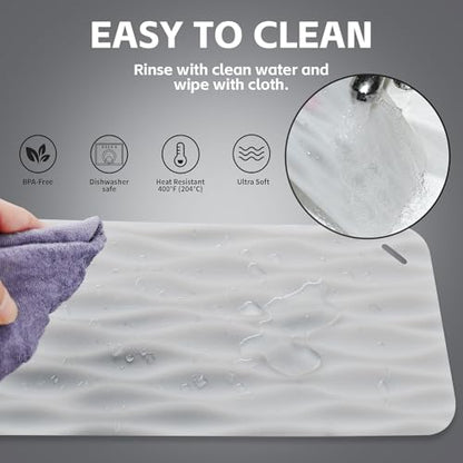 4 Pack Clear Silicone Kitchen Sink Protector Mat, for Ceramic and Smooth-Surface Sinks, 12"x6" - Scratch Resistant, Noise Reducing