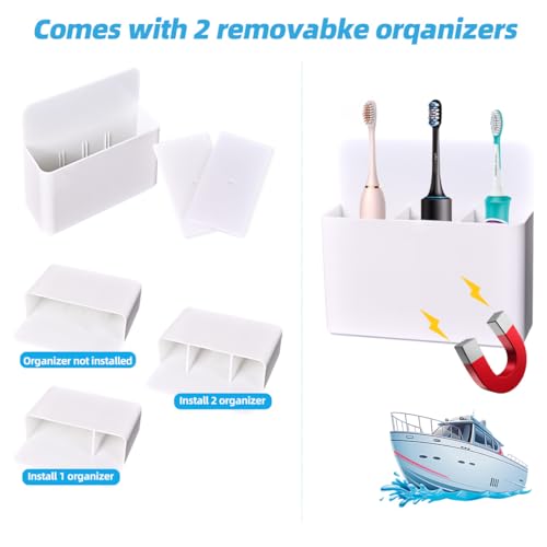 Magnetic Toothbrush Holder for Cruise Essentials, Wall Mounted Organizer for Caribbean/Alaska Cruise Essentials, Cruise Ship Essentials and Must Haves - color: White