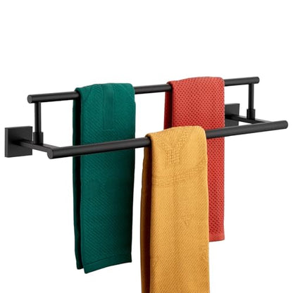 KOKOSIRI Bathroom Towel Bars 24-Inch Double Towel Rails Matte Black Towel Holder for Kitchen Garage Wall Mount Stainless Steel B5009BK-L24 - color: Matte Black, size: 24-Inch