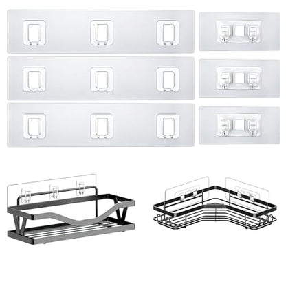 Shower Caddy Adhesive Replacement Hooks, Strong Waterproof Strips, No Drilling for Bathroom Shelves, Kitchen Racks, and Soap Holders (Transparent-6 Pack 1&3 Hook) - color: Transparent-6 Pack 1&3 Hook