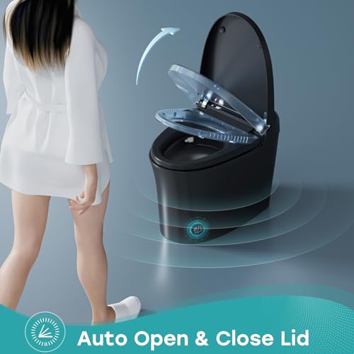 HOROW Black Smart Toilet with Pump and Bidet Built In, Bidet Toilet with Auto Dual Flush and Auto Open/Close Lid, Smart Toilet with Heated Seat, Warm Dryer, Night Light, and Digital Display - style: HR-T36