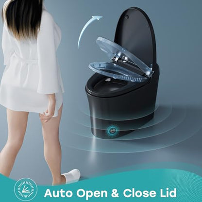 HOROW Black Smart Toilet with Pump and Bidet Built In, Bidet Toilet with Auto Dual Flush and Auto Open/Close Lid, Smart Toilet with Heated Seat, Warm Dryer, Night Light, and Digital Display - style: HR-T36