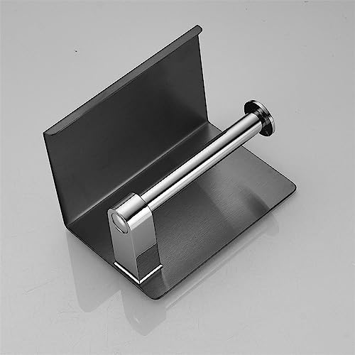 Toilet Paper Holder with Phone Shelf, Wall Mounted Stainless Steel Tissue Dispenser for Bathroom (Single Roll-Black) - color: Single Roll-black