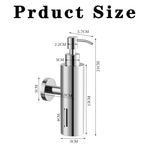 Wall Mounted Soap Dispenser, 280ML Refillable Stainless Steel Hand Soap Pump for Bathroom & Kitchen, Durable Brushed Finish Shower Soap Holder (Black) - color: Black