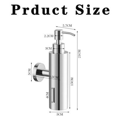Wall Mounted Soap Dispenser, 280ML Refillable Stainless Steel Hand Soap Pump for Bathroom & Kitchen, Durable Brushed Finish Shower Soap Holder (Black) - color: Black