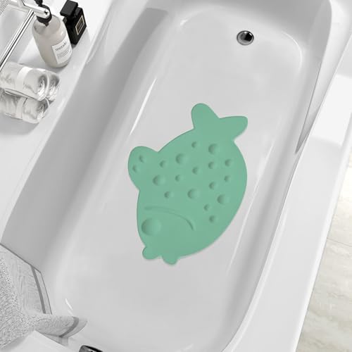 Non-Slip Bathtub Mat ZHICHENG Soft Rubber Bathroom Bathmat with Strong Suction Cups (Green) - color: Green