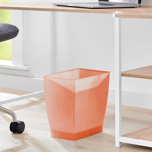 iDesign Small Plastic Bathroom Trash Can, Slim Rectangle, 2-Pack, Orange | Bedroom, Office, Dorm - color: Orange, style: Pack of 2
