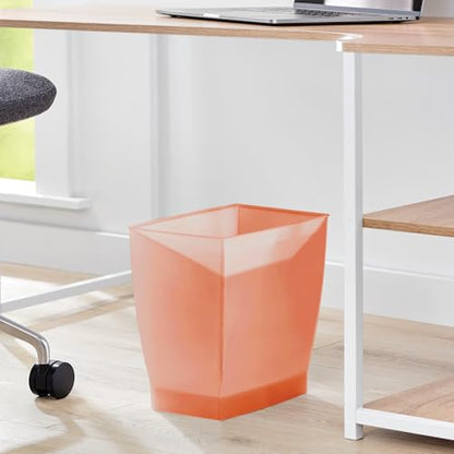 iDesign Small Plastic Bathroom Trash Can, Slim Rectangle, 2-Pack, Orange | Bedroom, Office, Dorm - color: Orange, style: Pack of 2