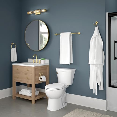 Franklin Brass Gainesville (1-Pack) Towel Hooks Satin Gold Double Bathroom J Hooks Wall Mounted for Robes & Towels Hand Towel Hook Holder Kitchen, Bathroom Accessories GNV35-SG - color: Satin Gold