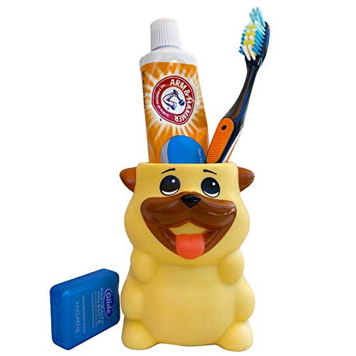 Kids Toothbrush Holder Toothbrush Organizer – Durable Silicone Animal Tooth Brush Holder – Easy to Clean Toothbrush and Toothpaste Holder – Toothbrush Holders for Bathrooms by Lily’s Home (Dog) - color: Dog