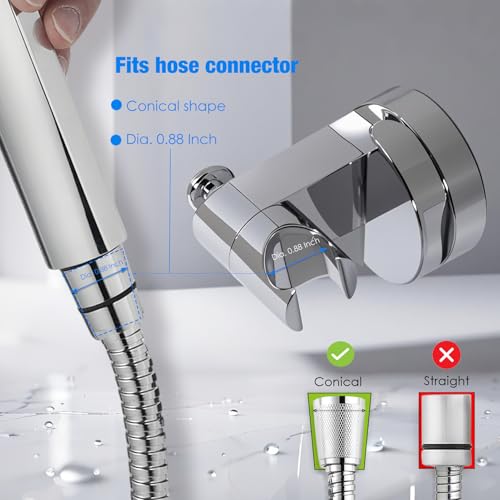 Handheld Shower Head Holder - Enhanced Suction Cup - Large Angle Adjustability - Bathroom Wall Mount Shower Wand Holder (Polished Chrome) - color: Polished Chrome