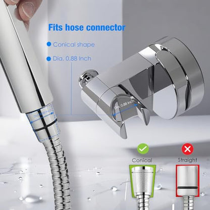 Handheld Shower Head Holder - Enhanced Suction Cup - Large Angle Adjustability - Bathroom Wall Mount Shower Wand Holder (Polished Chrome) - color: Polished Chrome
