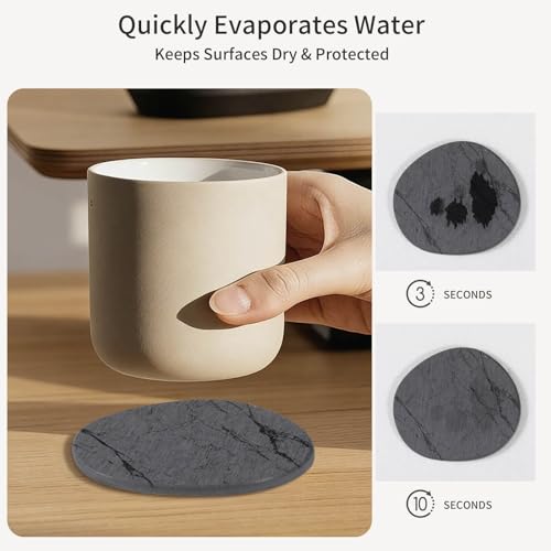 Diatomaceous Earth Coasters Set of 4，Super Absorbent Quick-Dry Heat-Resistant Drink and coffee Coasters, Modern Stone Irregular Design for Kitchen Counter and Coffee Table (Grey Coaster) - color: Grey Coaster