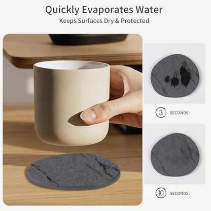 Diatomaceous Earth Coasters Set of 4，Super Absorbent Quick-Dry Heat-Resistant Drink and coffee Coasters, Modern Stone Irregular Design for Kitchen Counter and Coffee Table (Grey Coaster) - color: Grey Coaster