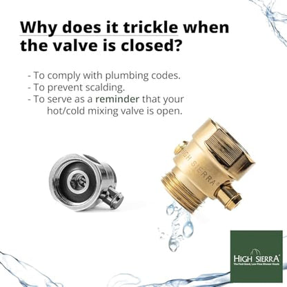 High Sierra® - Solid Metal 2.0 GPM Award Winning, High Pressure Shower Head with Trickle Valve. Patented Nozzle Never Clogs. Long Nut Hides Shower Arm Threads. Polished Chrome Finish - color: Chrome, size: 2 GPM