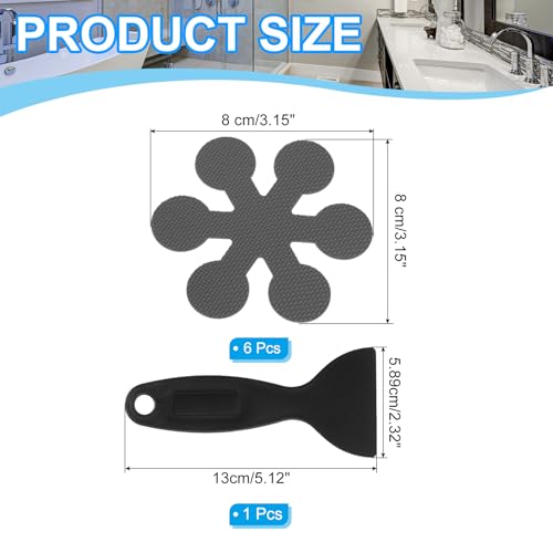 PATIKIL Bathtub Non Slip Stickers 3.15x3.15 Inch, 6 Pack Snowflake Safety Shower Floor Anti Slip Stickers with Adhesive Decals Scraper for Bath Tub Shower Floor Stair, Gray - color: Gray