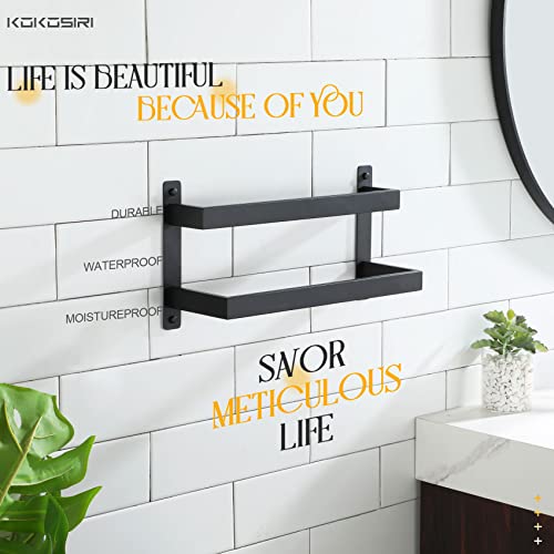 KOKOSIRI Towel Bars Black Bath Towel Holders 16 Inches Bathroom 2-Tiers Ladder Towel Rails Wall Mounted Towels Shelves Rack Stainless Steel, B5008BK-L16 - color: Matte Black, size: 16-Inch