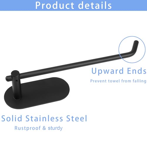 TocTen Hand Towel Holder, No Drilling Stick on Wall Towel Bar, SUS 304 Stainless Steel Towel Rod, Strong Self Adhesive Towel Rack/Hanger for Bathroom Kitchen (Matte Black) - color: Matte Black, size: 1 Pack 8.35 inch
